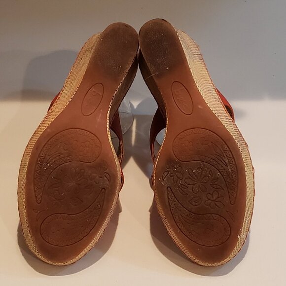 B.O.C. Born Concept Orange Leather Wedge Sandals - Picture 12 of 15